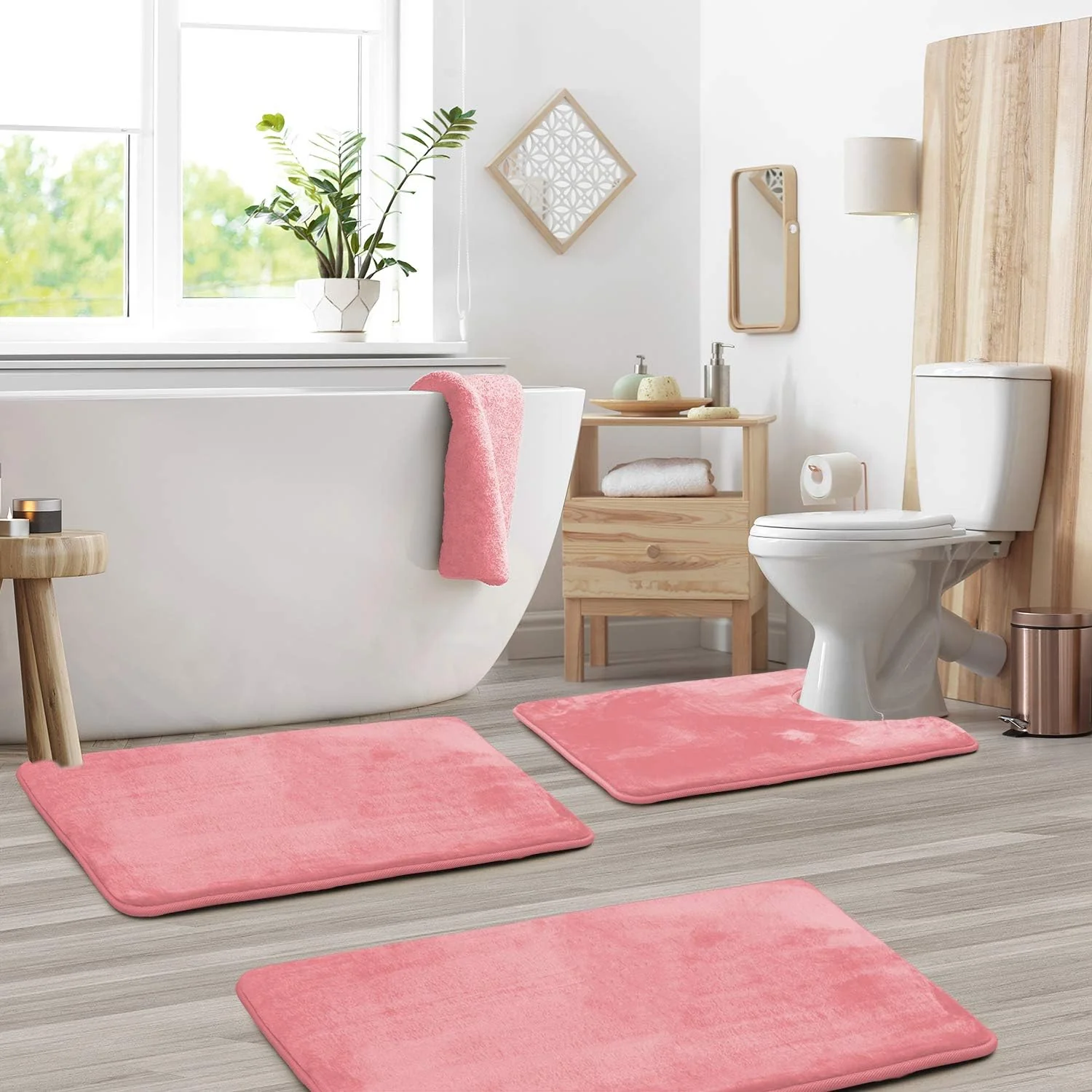3 Piece Memory Foam Bathroom Mat Set Soft Non Slip Bath Rugs - Image 5