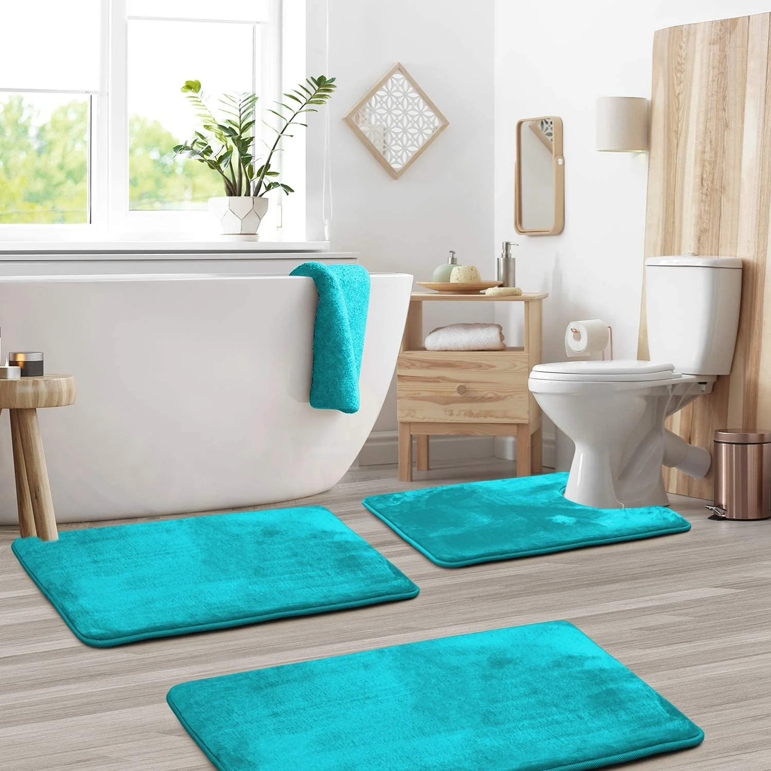 3 Piece Memory Foam Bathroom Mat Set Soft Non Slip Bath Rugs - Image 6