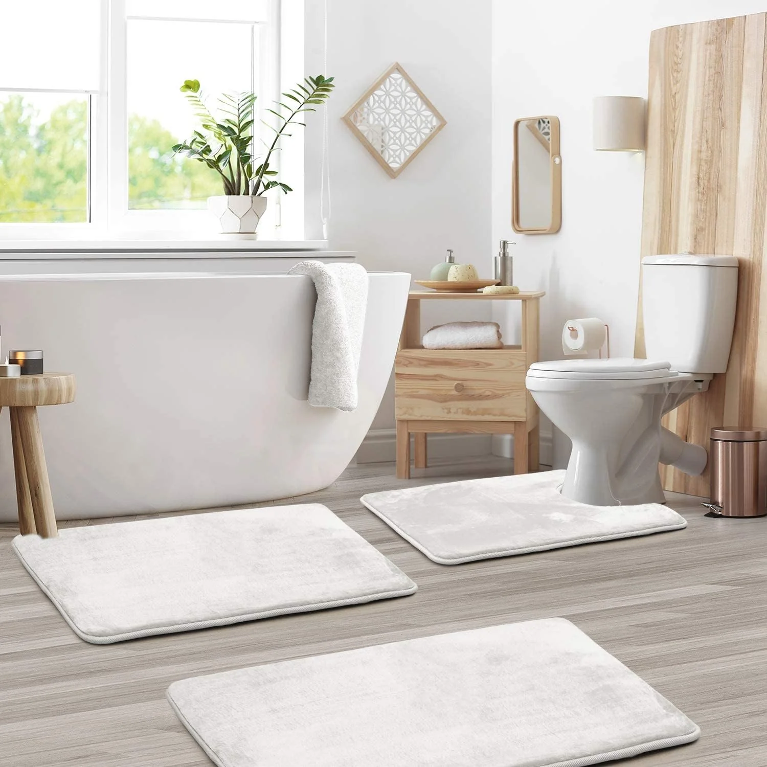 3 Piece Memory Foam Bathroom Mat Set Soft Non Slip Bath Rugs - Image 7