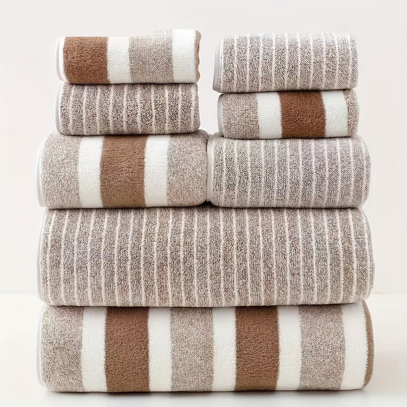 8 Pieces Bath Towel Set Soft Coral Fleece Quick Dry Towels - Image 5