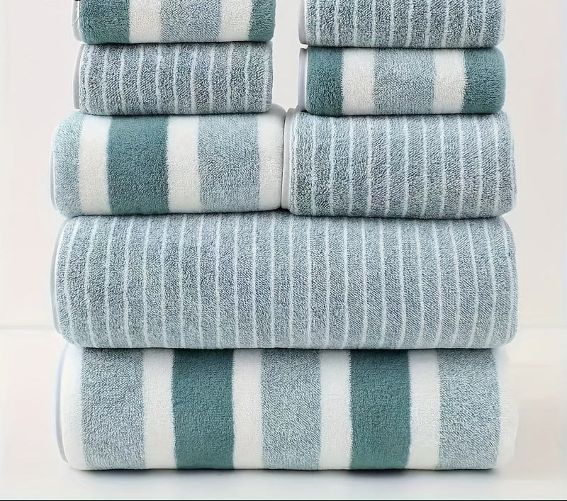 8 Pieces Bath Towel Set Soft Coral Fleece Quick Dry Towels - Image 7