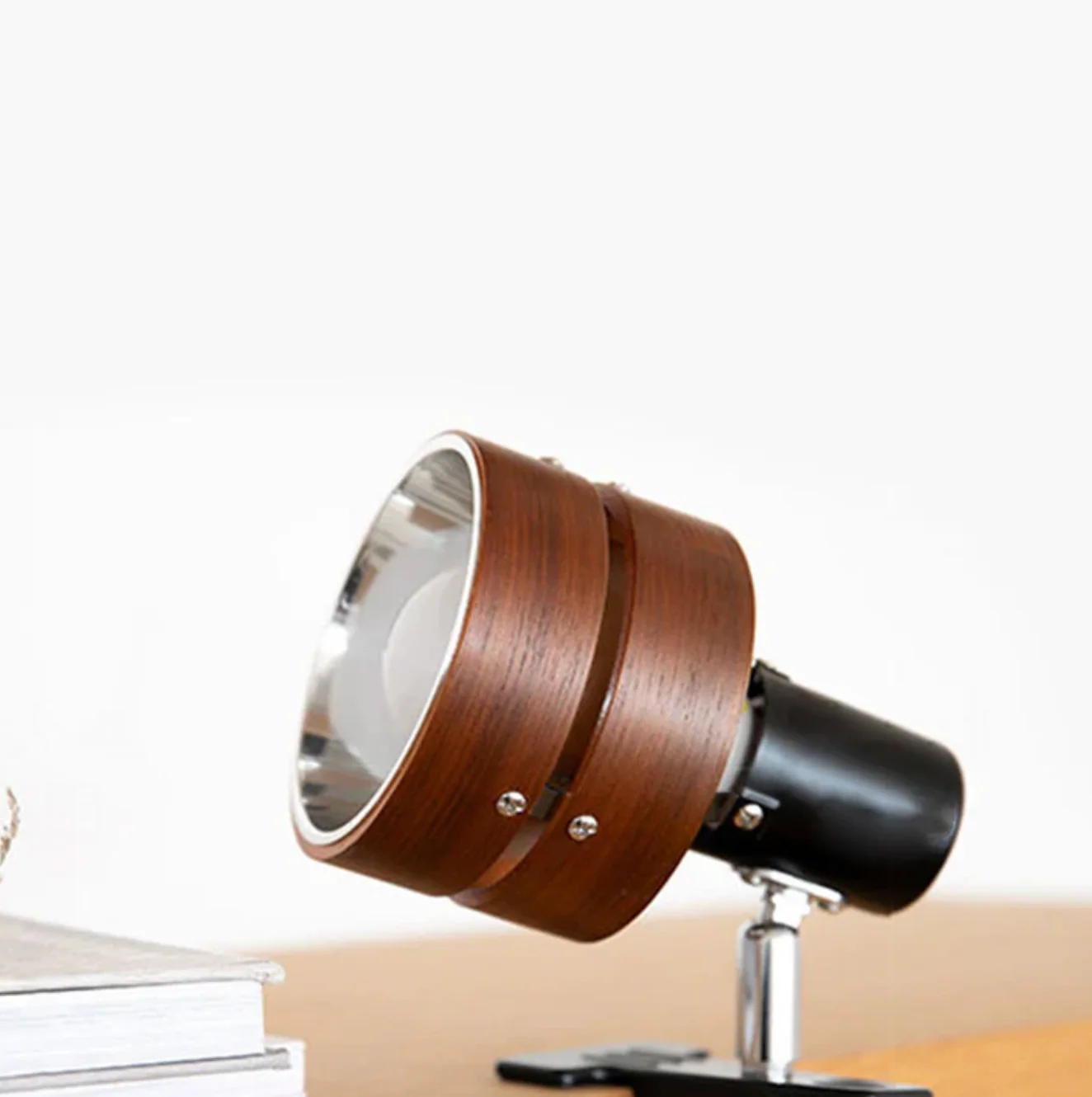 Adjustable Clip Lamp Retro Wooden Metal Desk Spotlight - Image 5