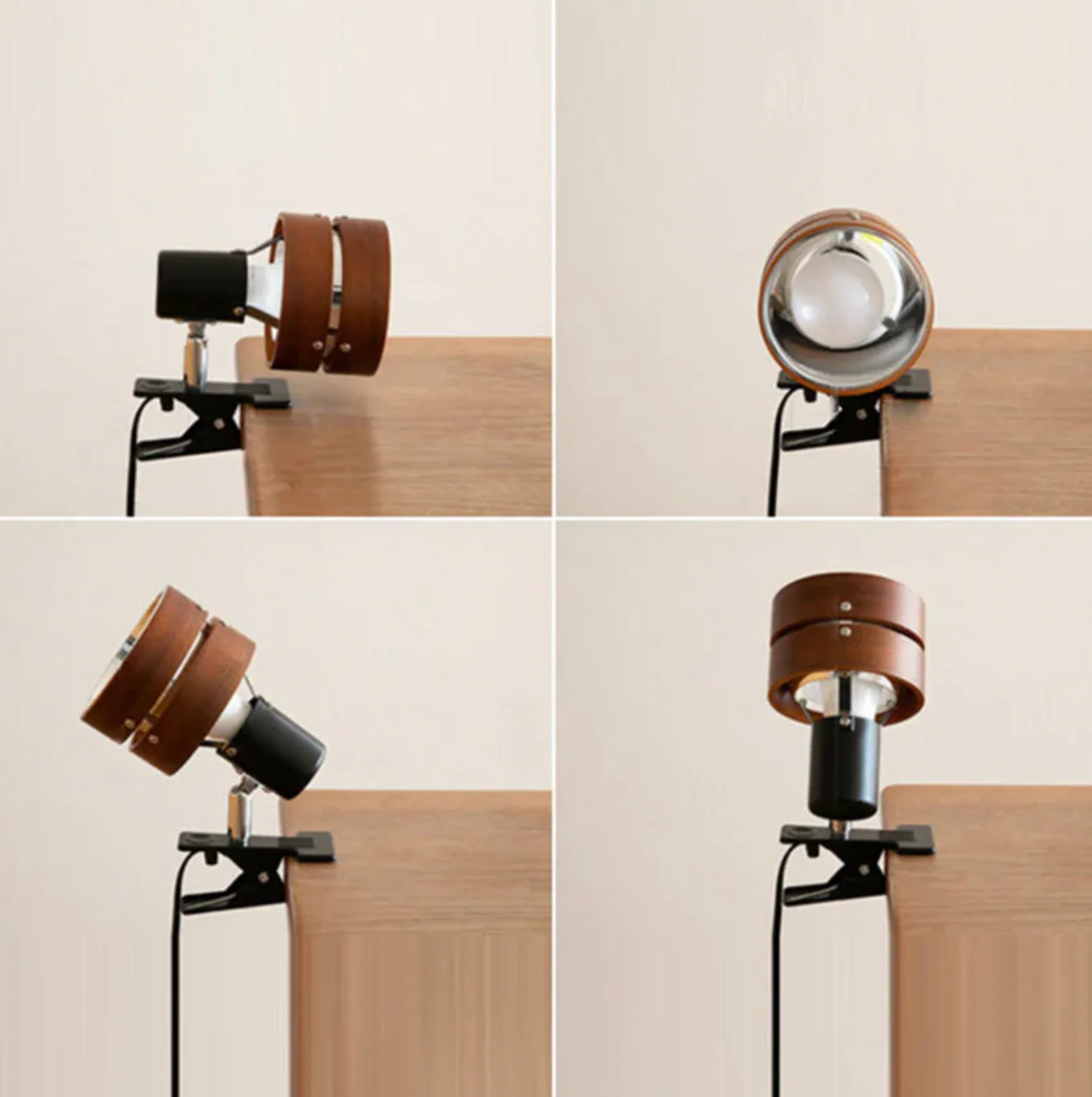 Adjustable Clip Lamp Retro Wooden Metal Desk Spotlight - Image 7