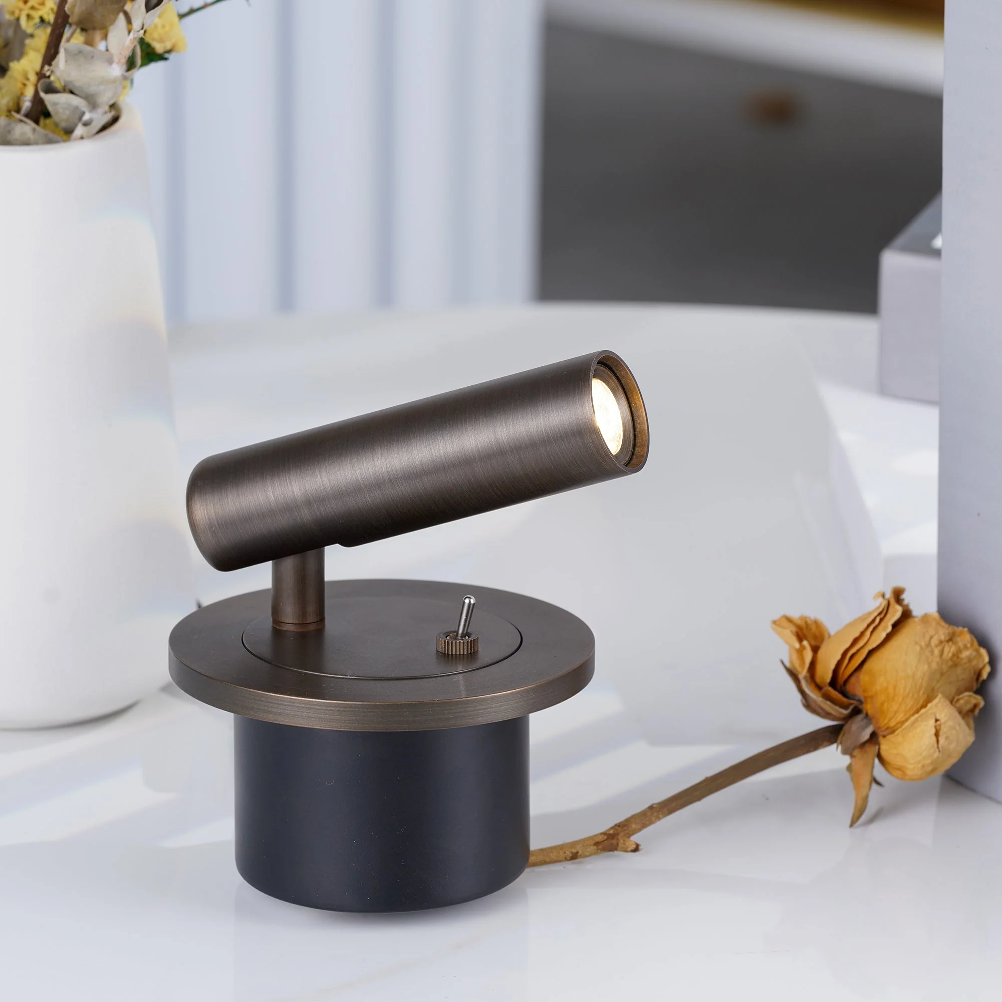 Adjustable Metal Wall Reading Lamp with Cylindrical Head - Image 2