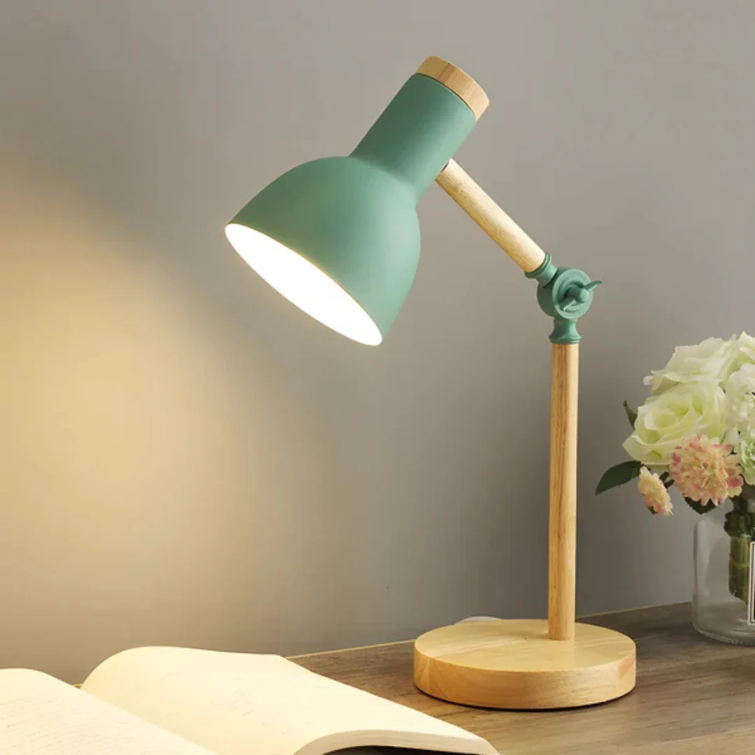 Adjustable Wooden and Metal LED Desk Lamp - Image 4