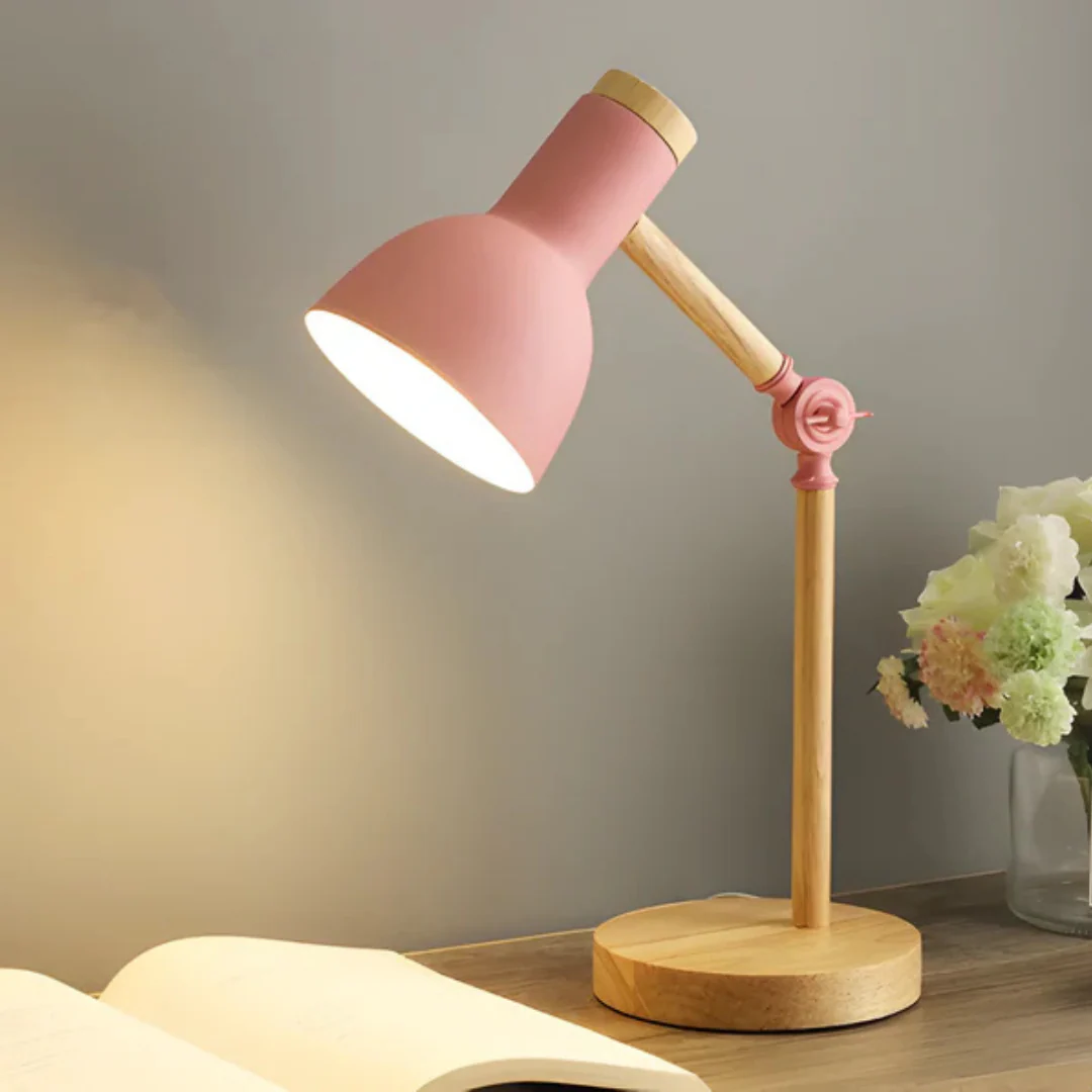 Adjustable Wooden and Metal LED Desk Lamp - Image 5