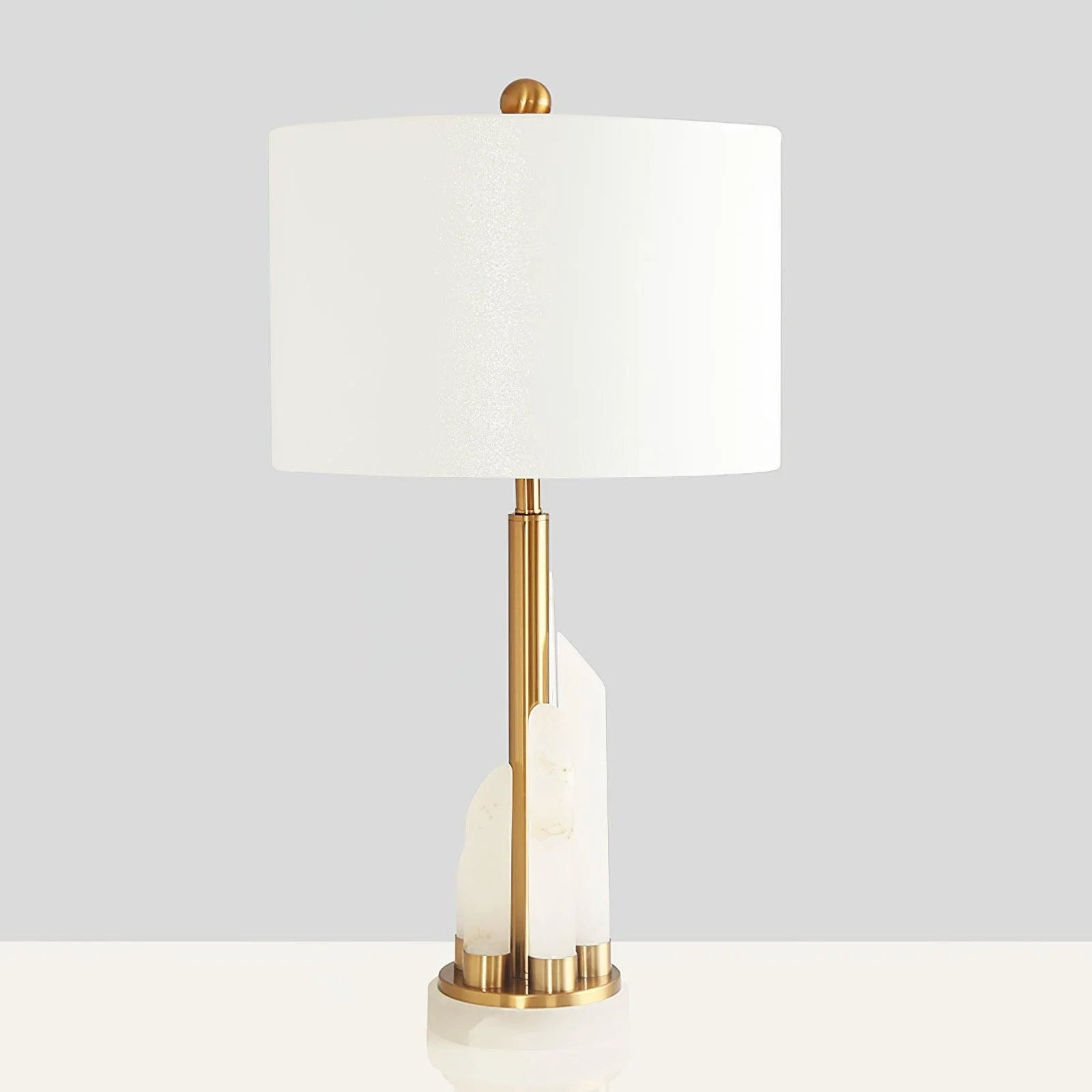 Alabaster Table Lamp with Cylindrical Fabric Shade - Image 11