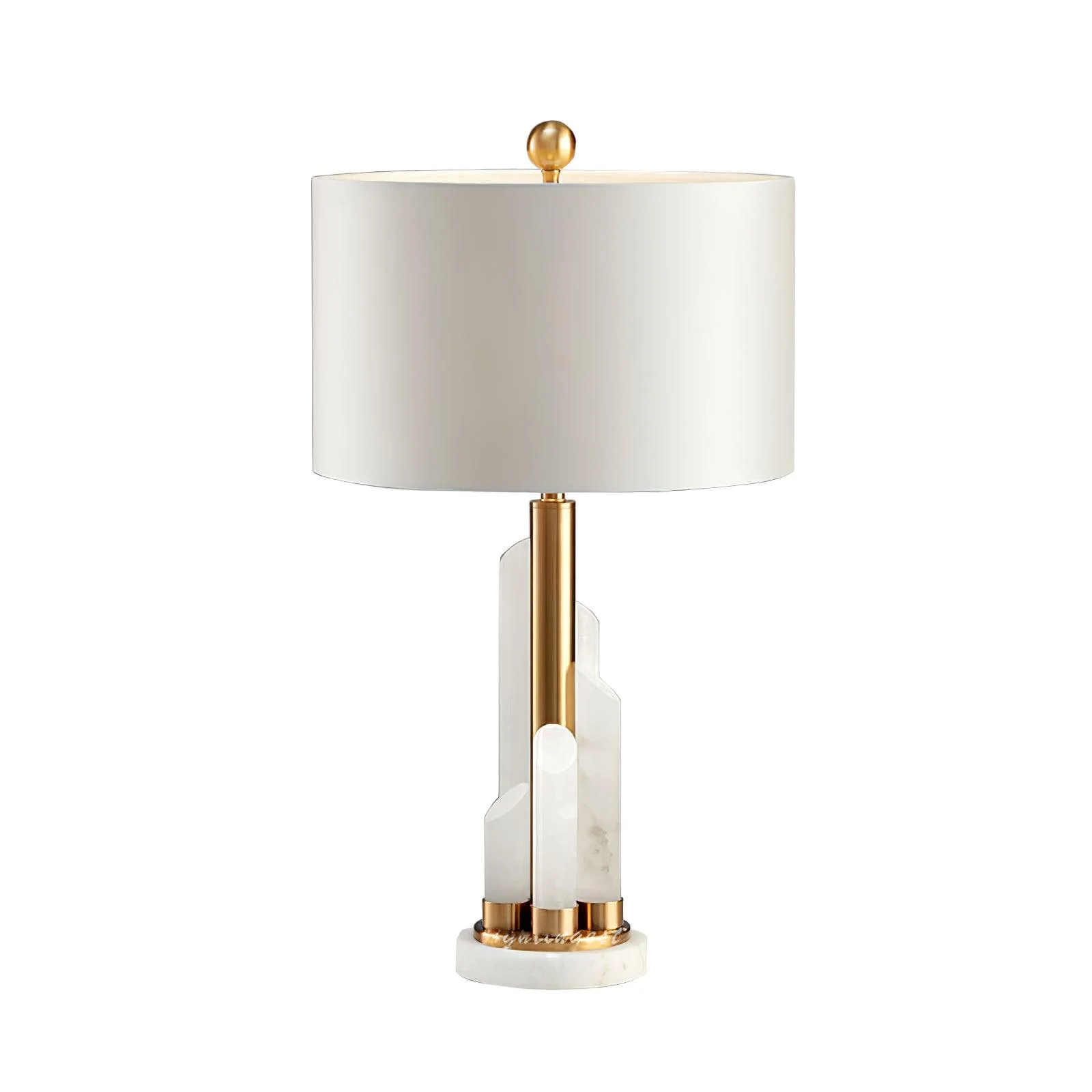 Alabaster Table Lamp with Cylindrical Fabric Shade - Image 12