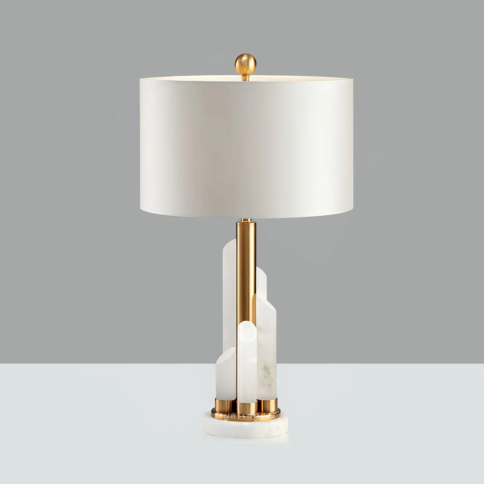Alabaster Table Lamp with Cylindrical Fabric Shade - Image 16