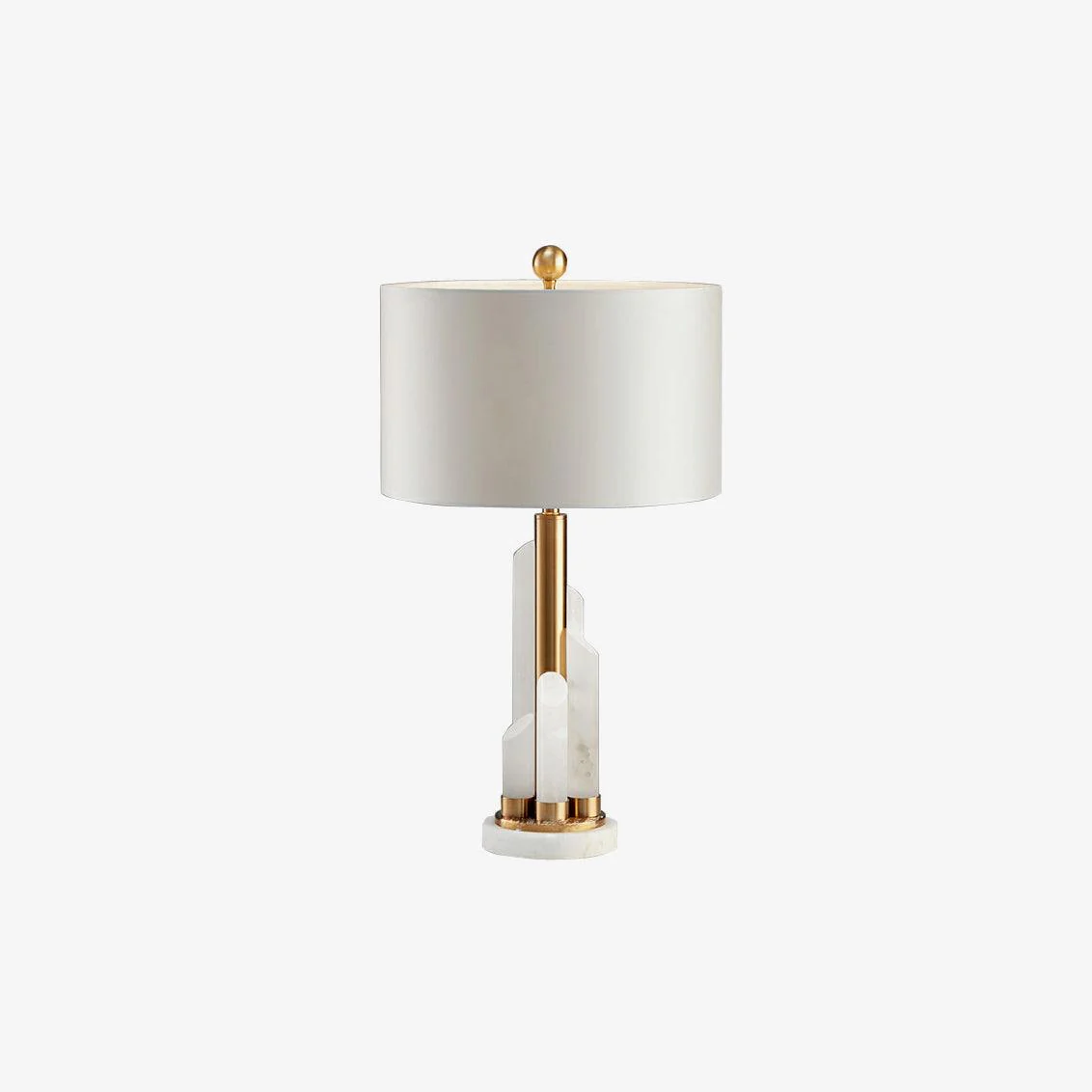 Alabaster Table Lamp with Cylindrical Fabric Shade - Image 3