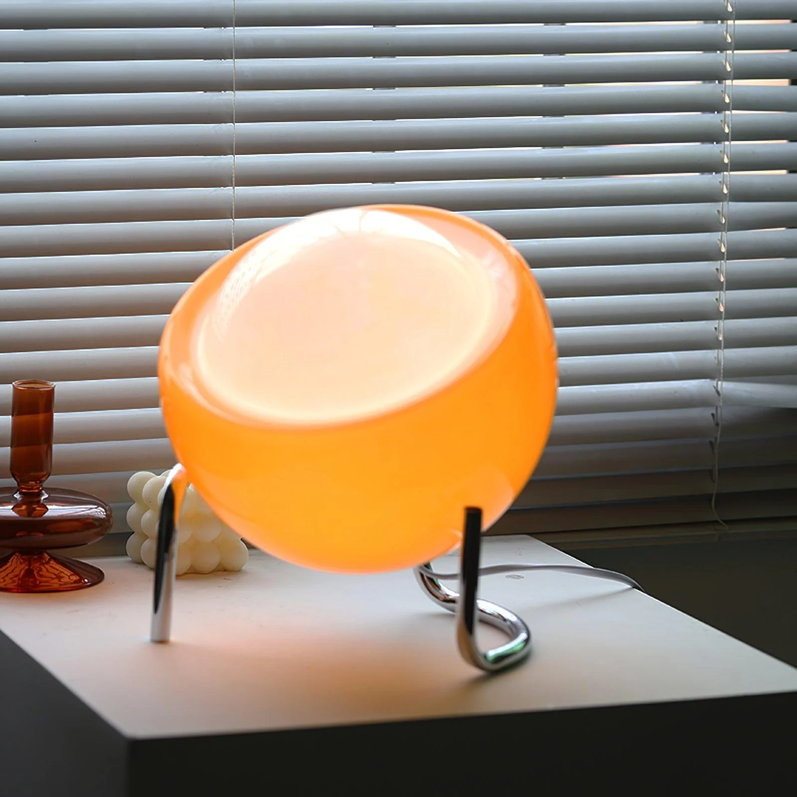 Bauhaus Style Glass-Look Table Lamp with Metal Frame - Image 12