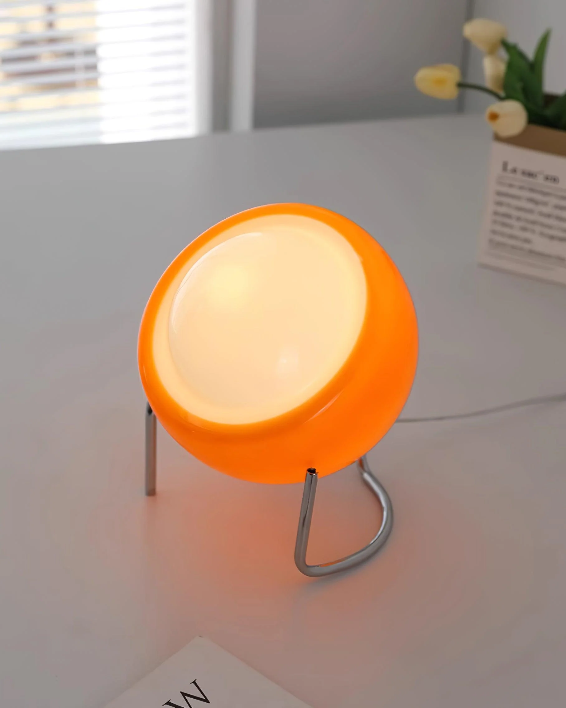 Bauhaus Style Glass-Look Table Lamp with Metal Frame - Image 14