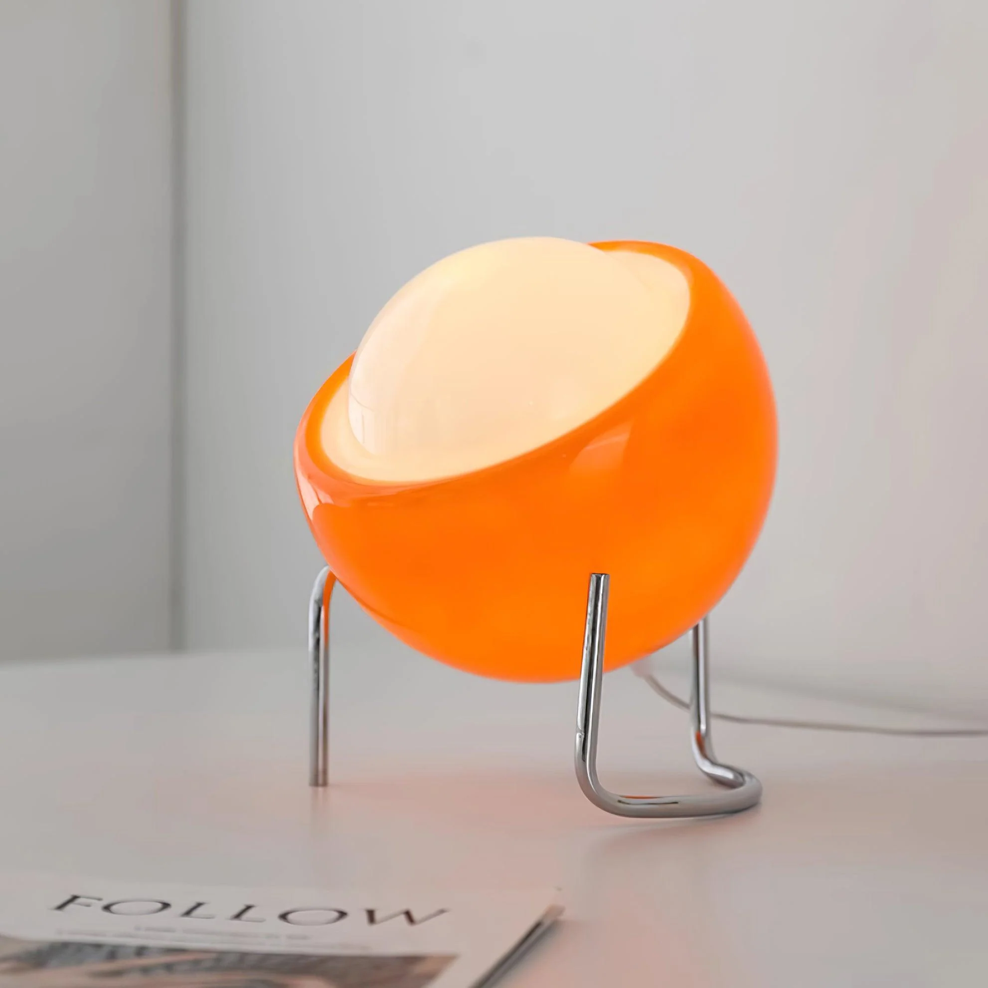Bauhaus Style Glass-Look Table Lamp with Metal Frame - Image 2