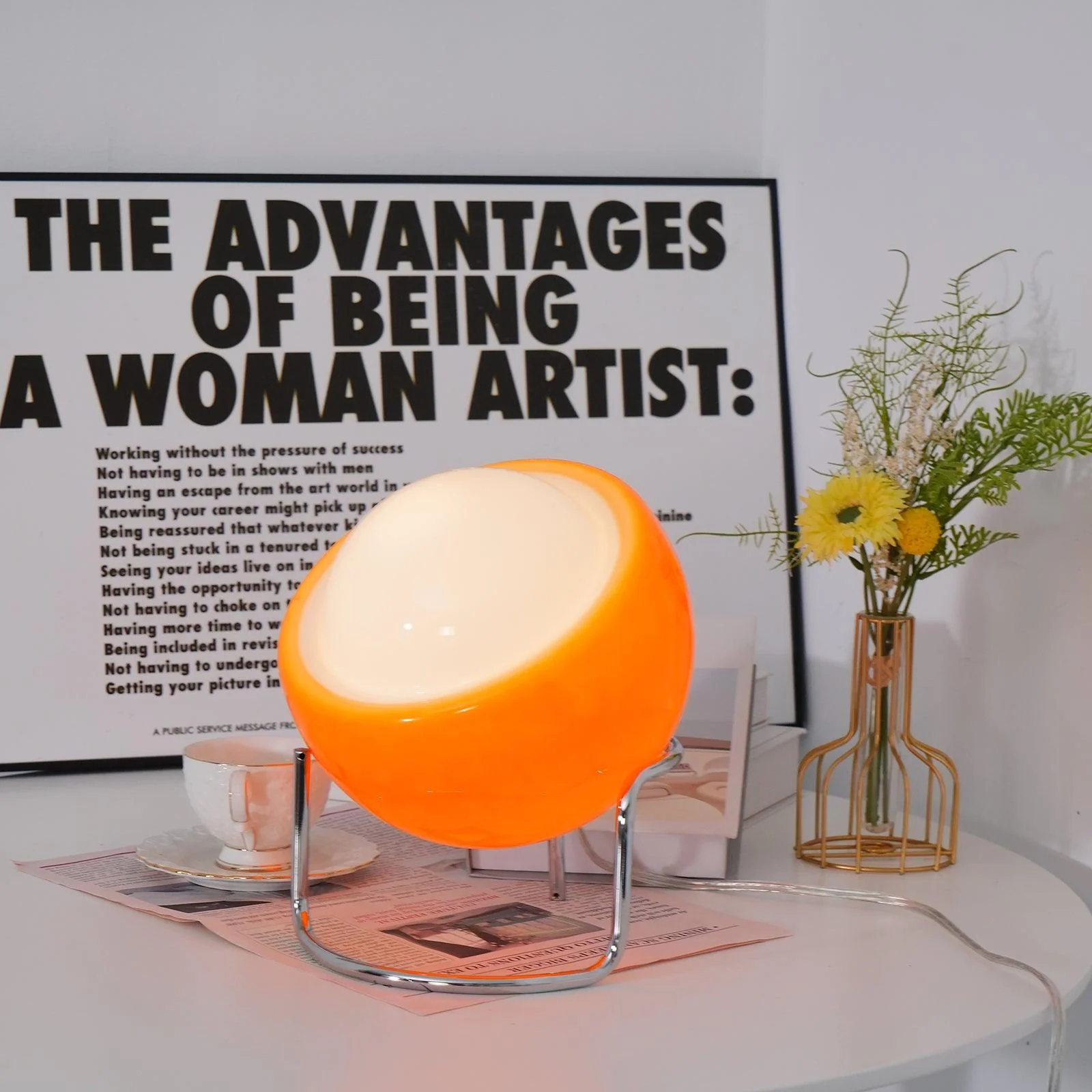 Bauhaus Style Glass-Look Table Lamp with Metal Frame - Image 21