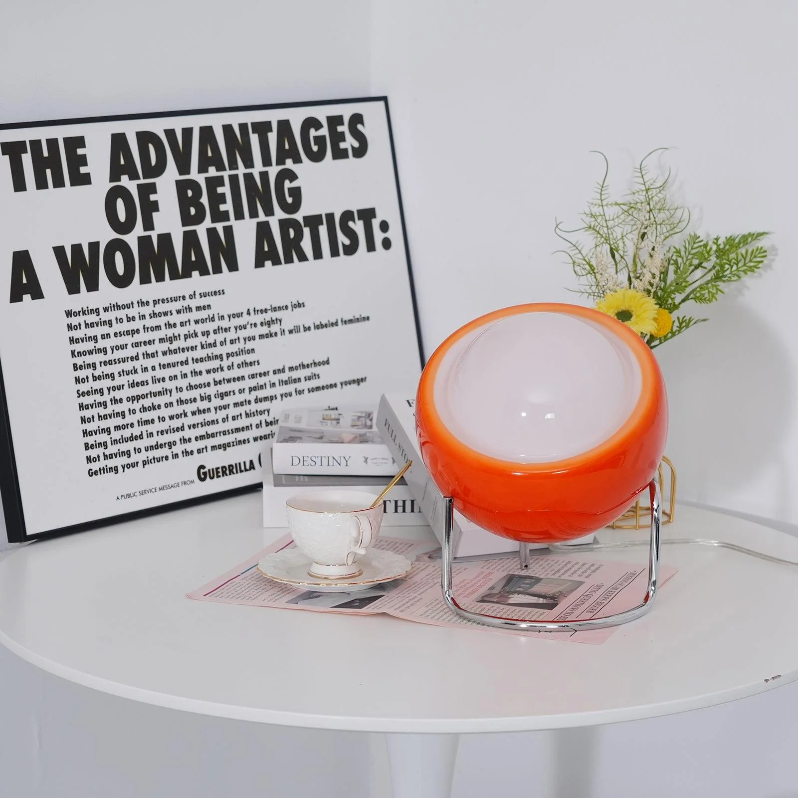 Bauhaus Style Glass-Look Table Lamp with Metal Frame - Image 25