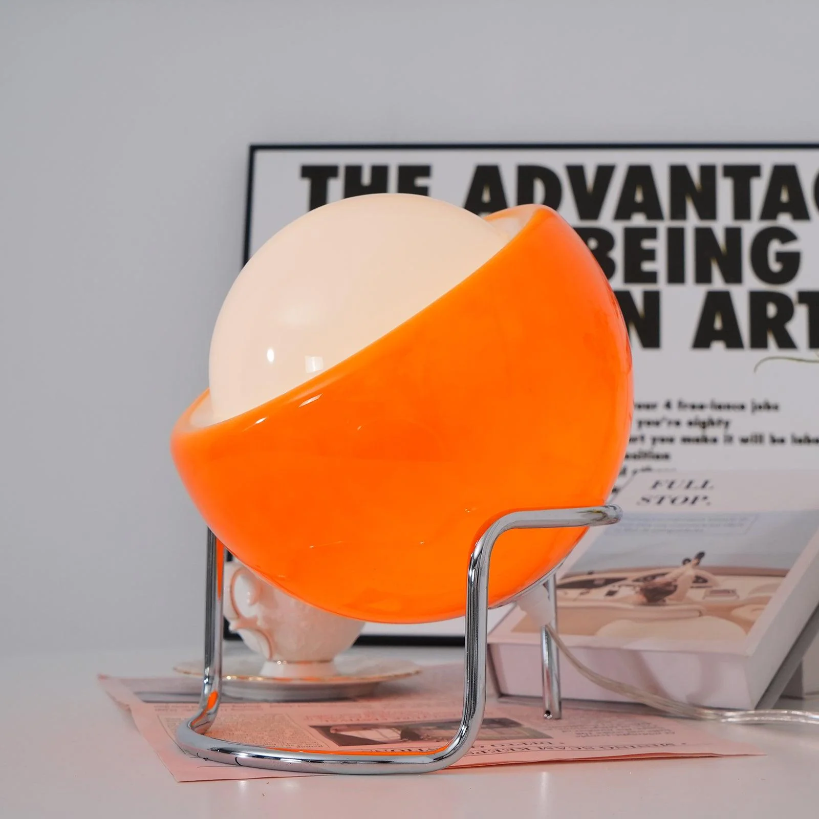 Bauhaus Style Glass-Look Table Lamp with Metal Frame - Image 27