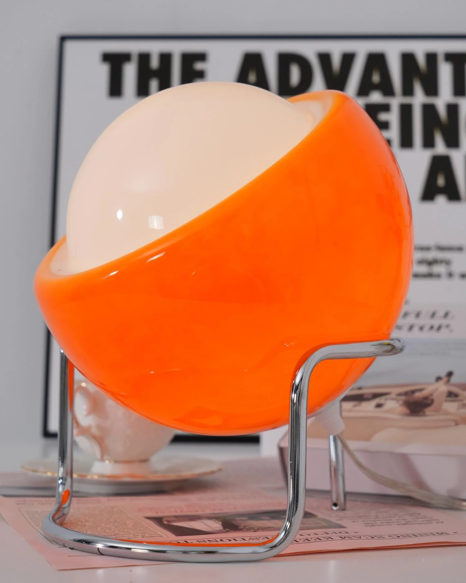Bauhaus Style Glass-Look Table Lamp with Metal Frame - Image 28