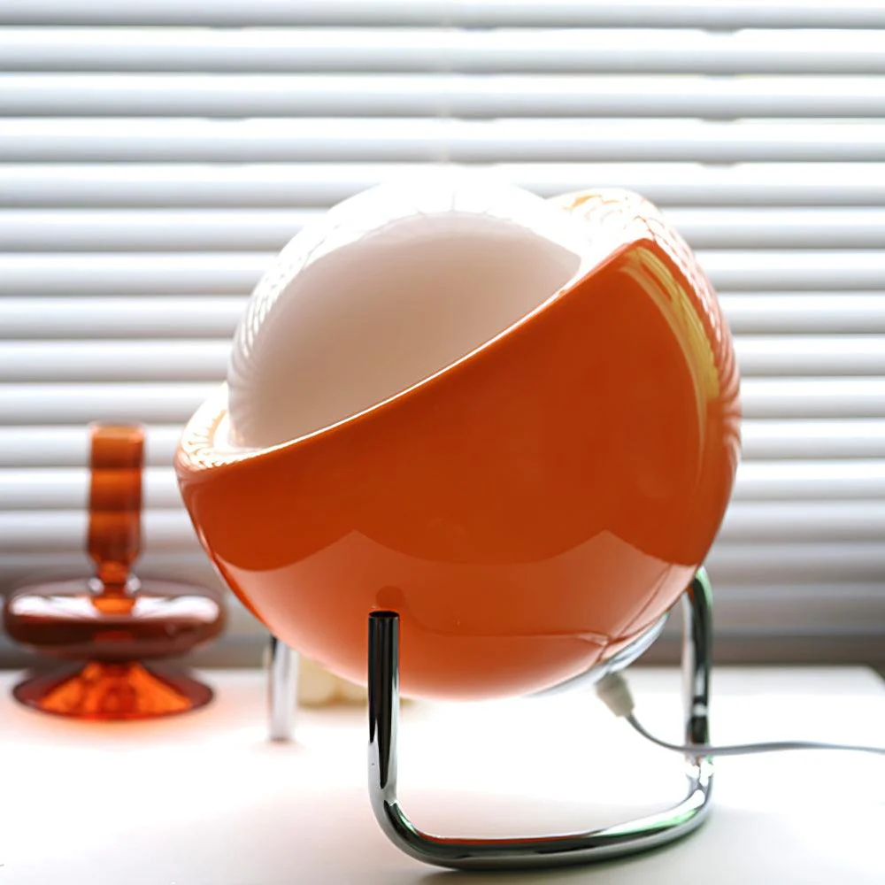 Bauhaus Style Glass-Look Table Lamp with Metal Frame - Image 4