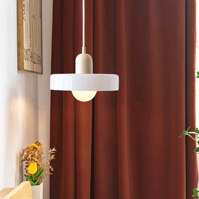 Bauhaus style glass pendant light with ring shade - Image 11
