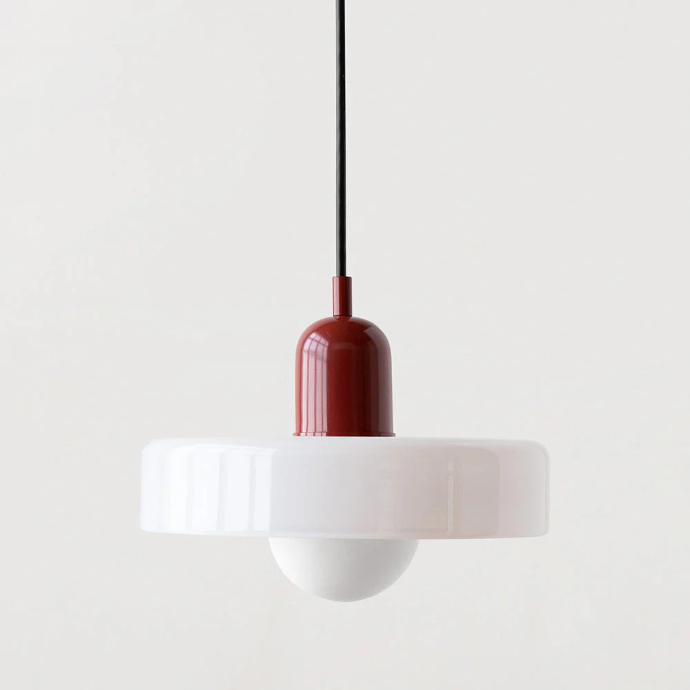 Bauhaus style glass pendant light with ring shade - Image 14