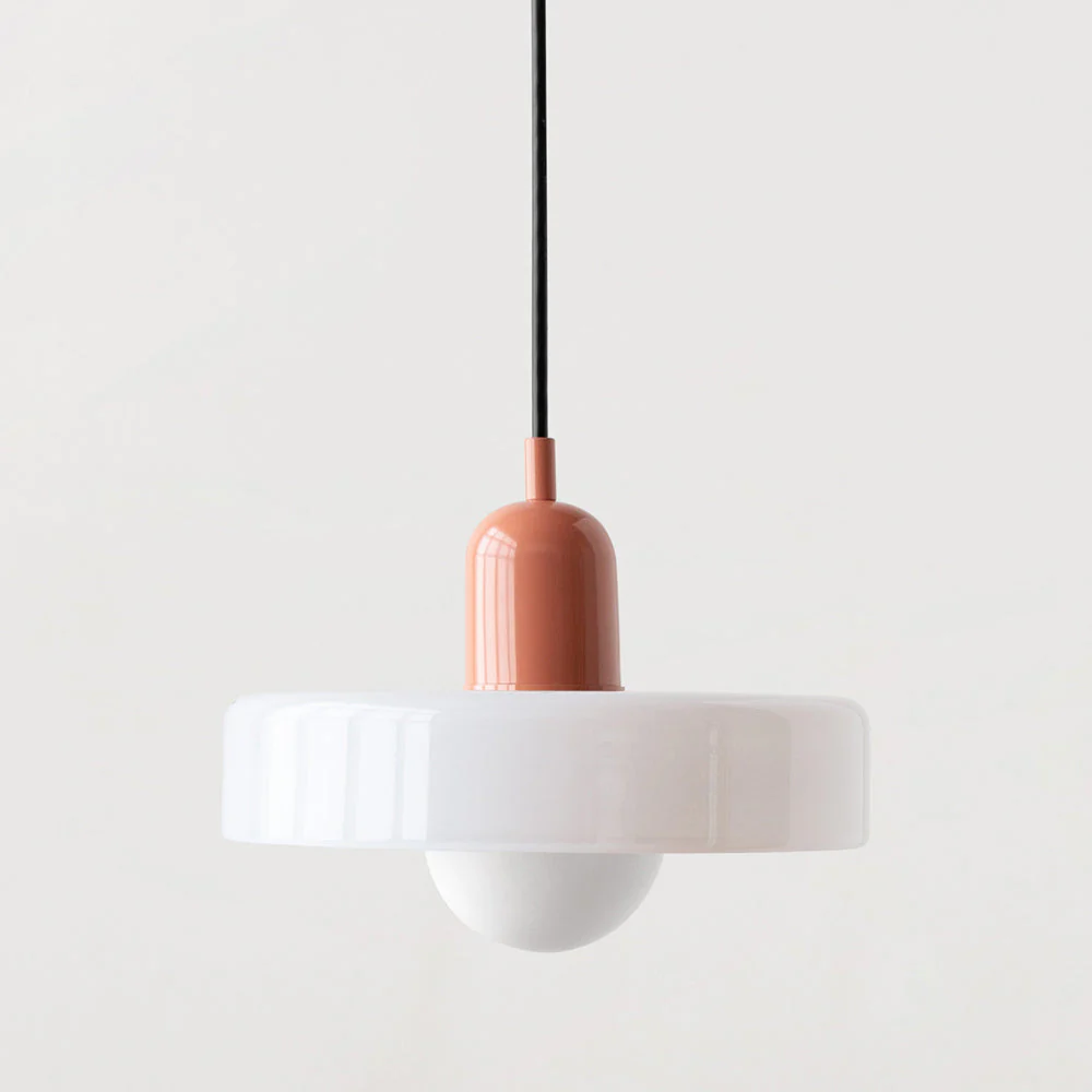 Bauhaus style glass pendant light with ring shade - Image 15