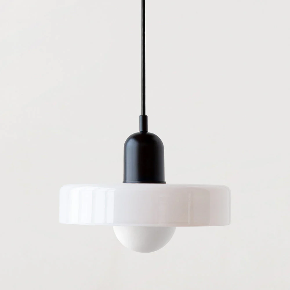 Bauhaus style glass pendant light with ring shade - Image 16