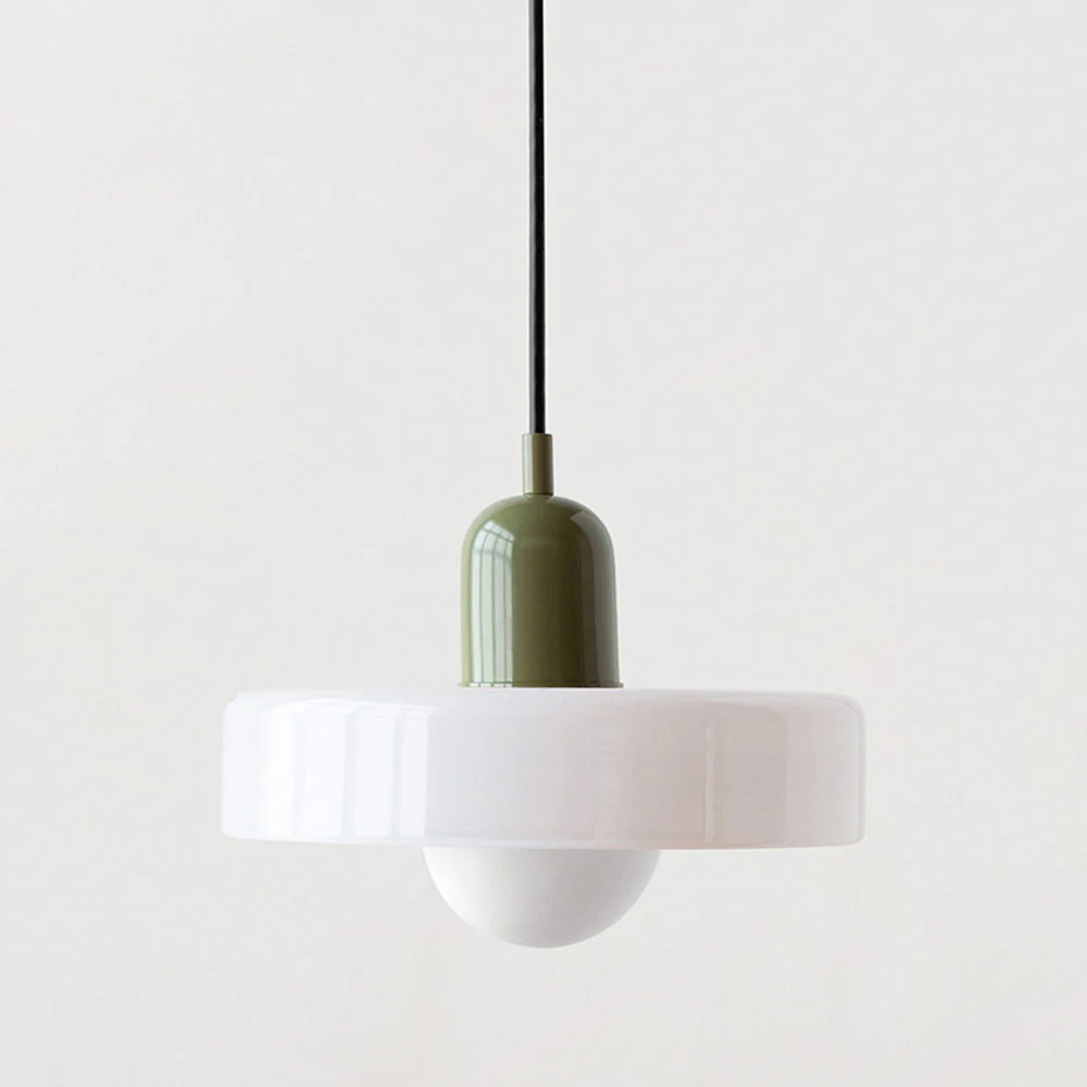 Bauhaus style glass pendant light with ring shade - Image 17