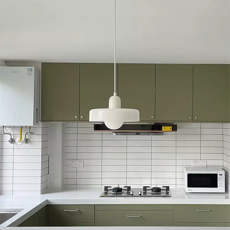 Bauhaus style glass pendant light with ring shade - Image 3