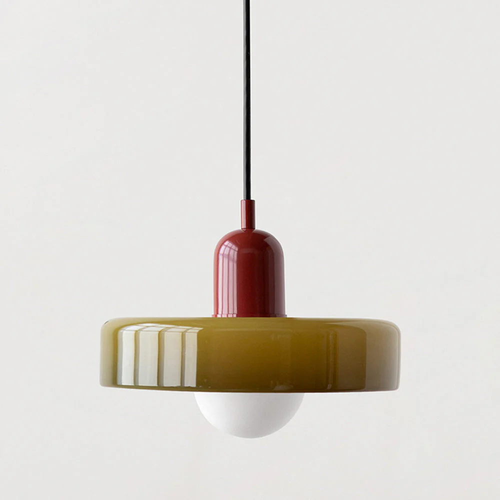 Bauhaus style glass pendant light with ring shade - Image 32