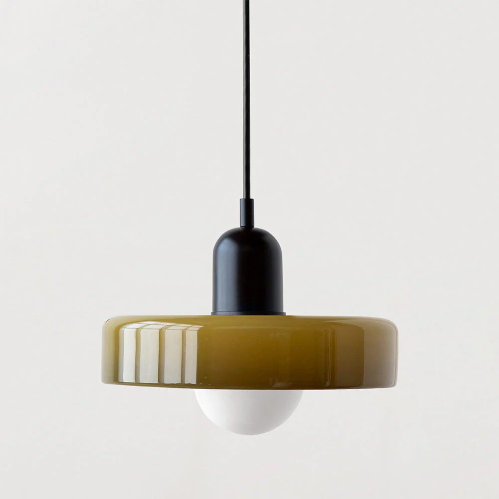 Bauhaus style glass pendant light with ring shade - Image 34