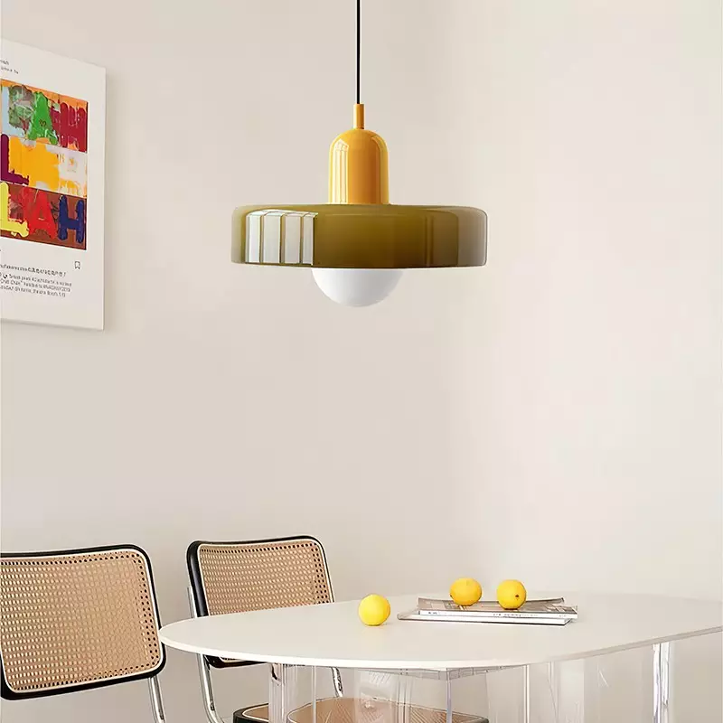 Bauhaus style glass pendant light with ring shade - Image 39