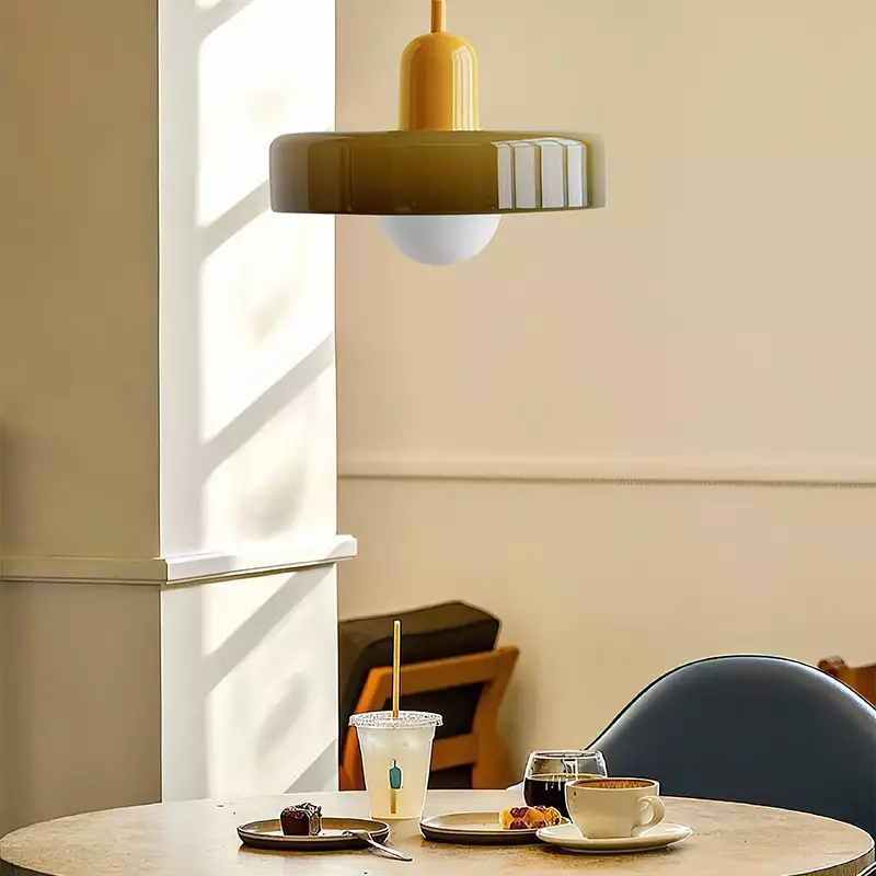 Bauhaus style glass pendant light with ring shade - Image 40