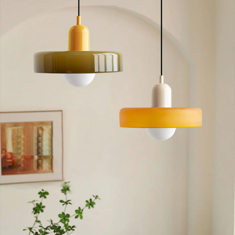 Bauhaus style glass pendant light with ring shade - Image 41