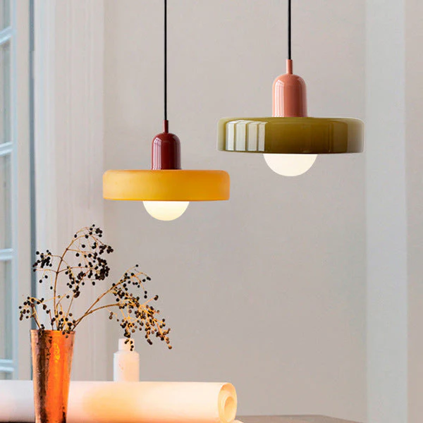Bauhaus style glass pendant light with ring shade - Image 43