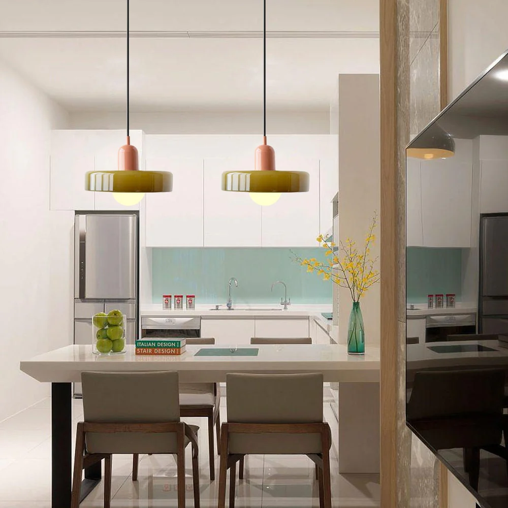 Bauhaus style glass pendant light with ring shade - Image 44