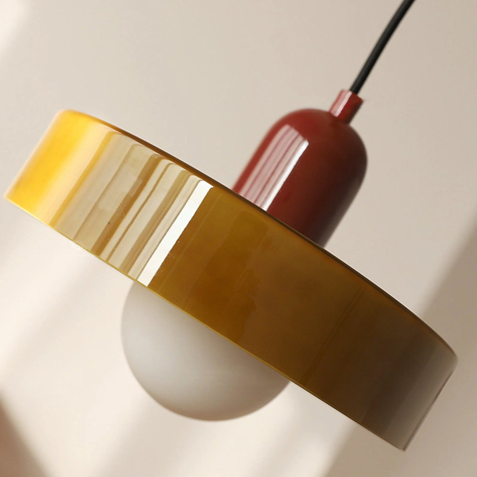 Bauhaus style glass pendant light with ring shade - Image 45