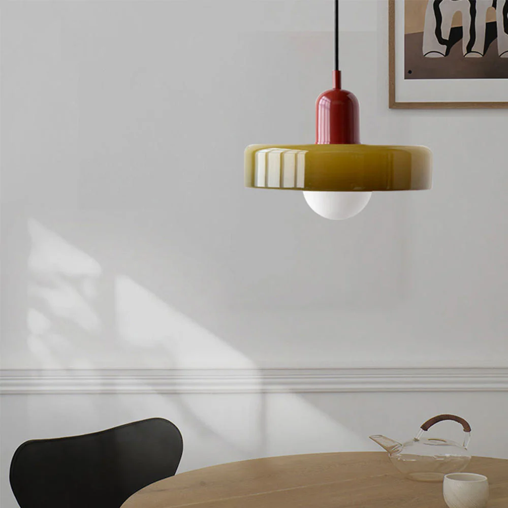Bauhaus style glass pendant light with ring shade - Image 46