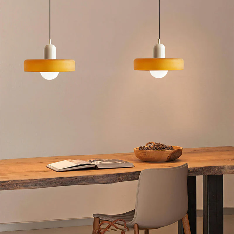 Bauhaus style glass pendant light with ring shade - Image 9