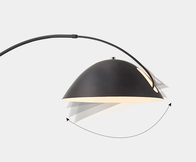 Black Metal Arc Floor Lamp with Round Base - Image 20