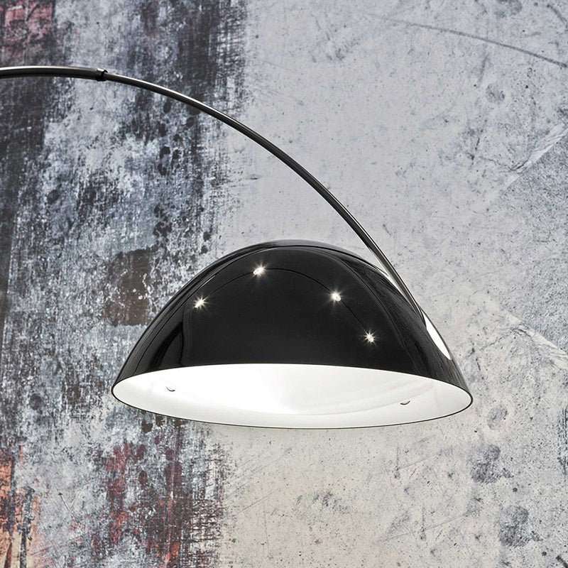 Black Metal Arc Floor Lamp with Round Base - Image 5
