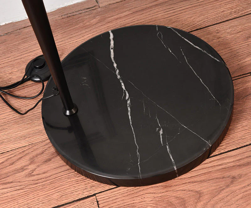 Black Metal Arc Floor Lamp with Round Base - Image 6