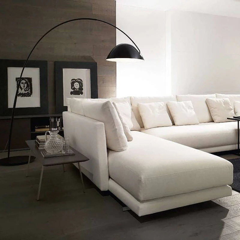 Black Metal Arc Floor Lamp with Round Base - Image 7