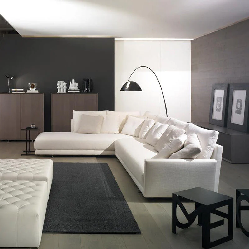 Black Metal Arc Floor Lamp with Round Base - Image 8