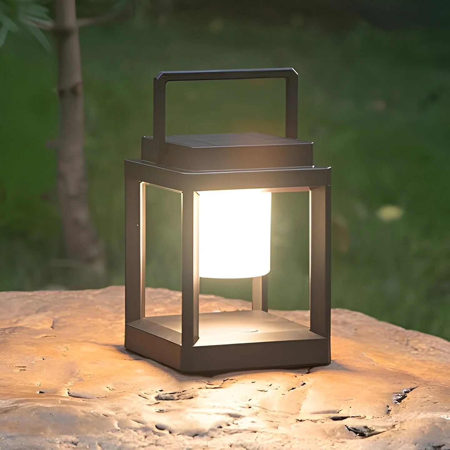 Black Outdoor Lantern Light with Square Frame and Handle - Image 3