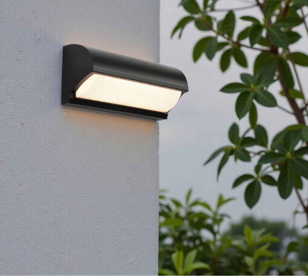 Black Outdoor Wall Light With Rectangular LED Panel - Image 6