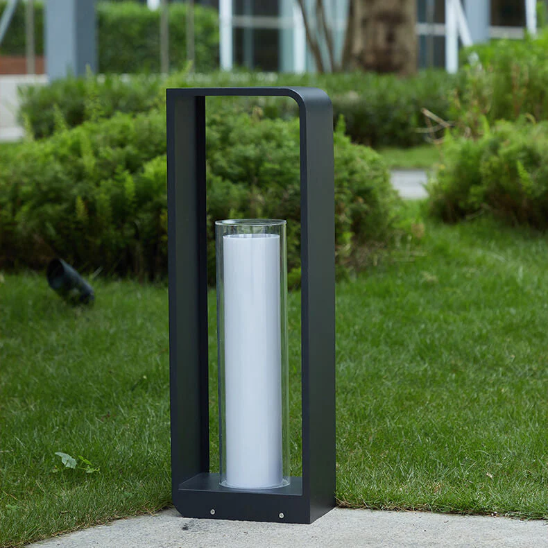 Black Rectangular Solar Outdoor Lantern with Frosted Glass - Image 10