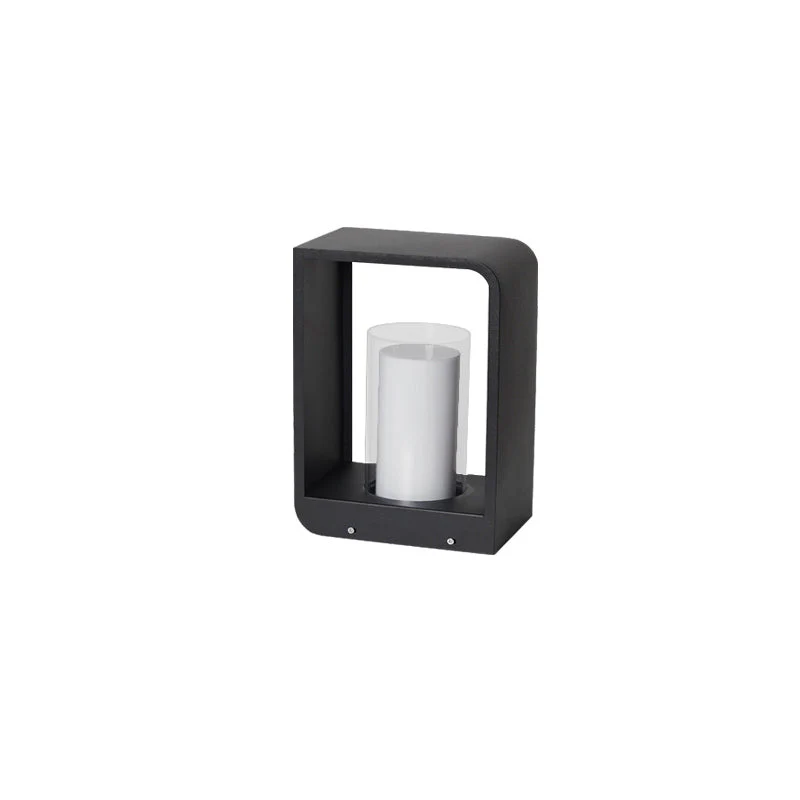 Black Rectangular Solar Outdoor Lantern with Frosted Glass - Image 6