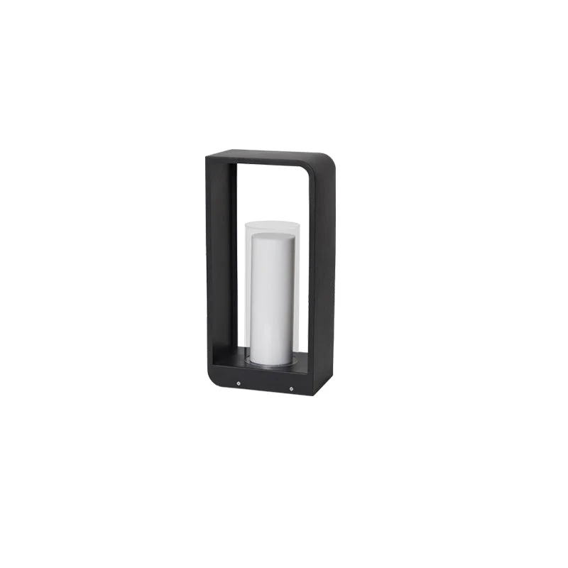Black Rectangular Solar Outdoor Lantern with Frosted Glass - Image 7