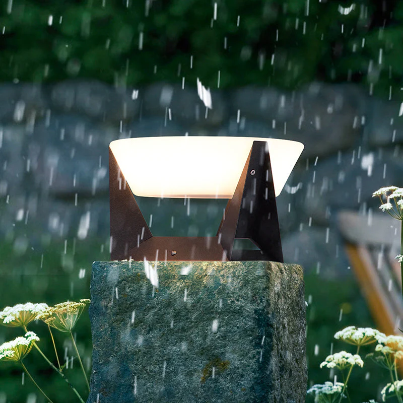 Black Solar Garden Lamp with Square Housing and White Top - Image 12