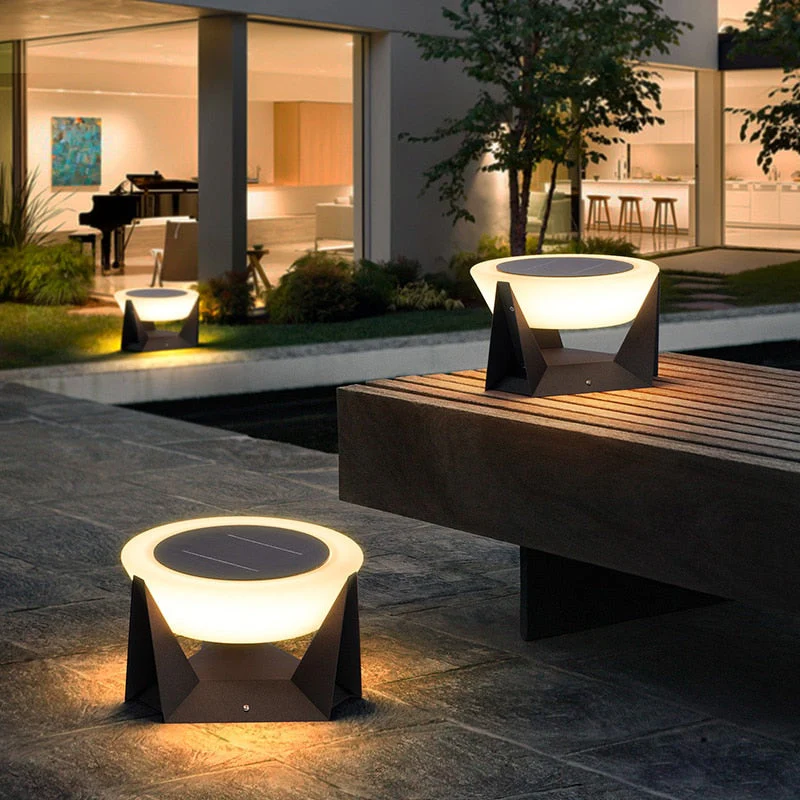 Black Solar Garden Lamp with Square Housing and White Top - Image 3